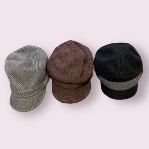 Page Boy Hat Bundle of 3 Dark Gray, Light Gray, Rose Brown One Size